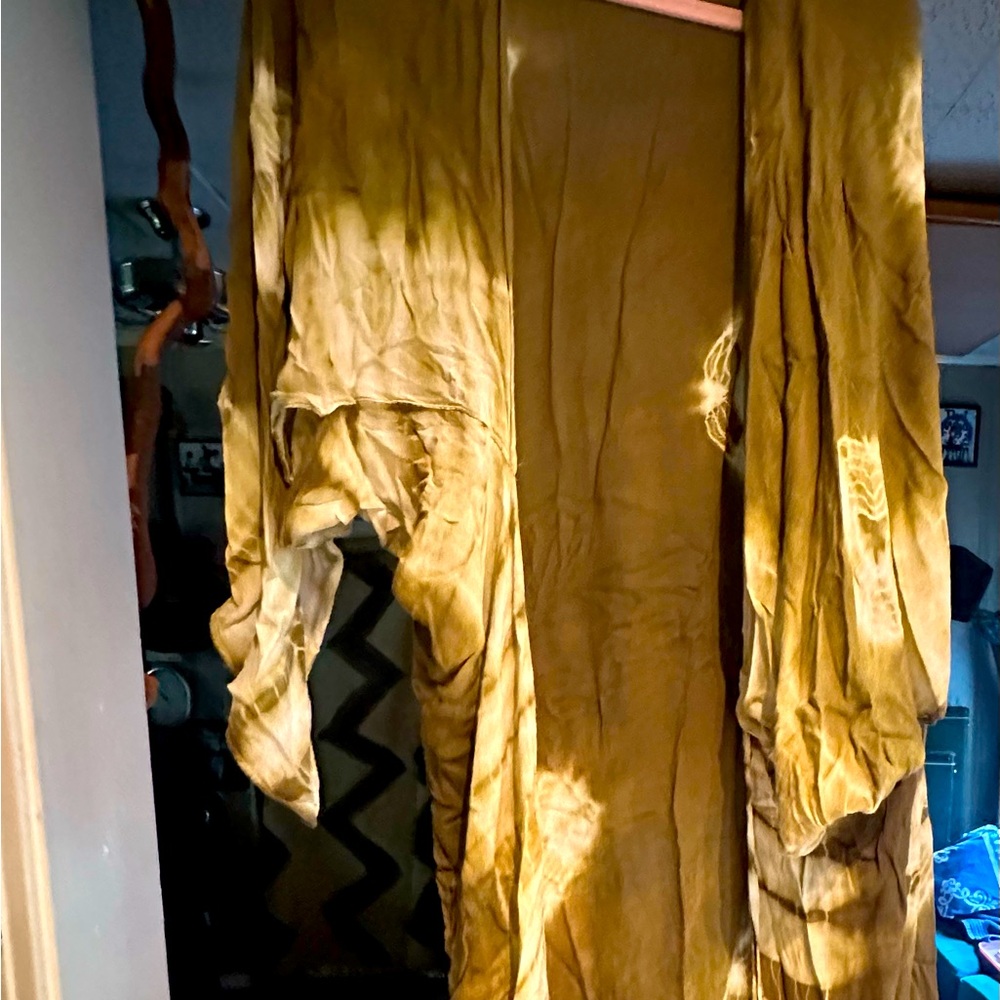 Taupe & Yellow Long Kimono